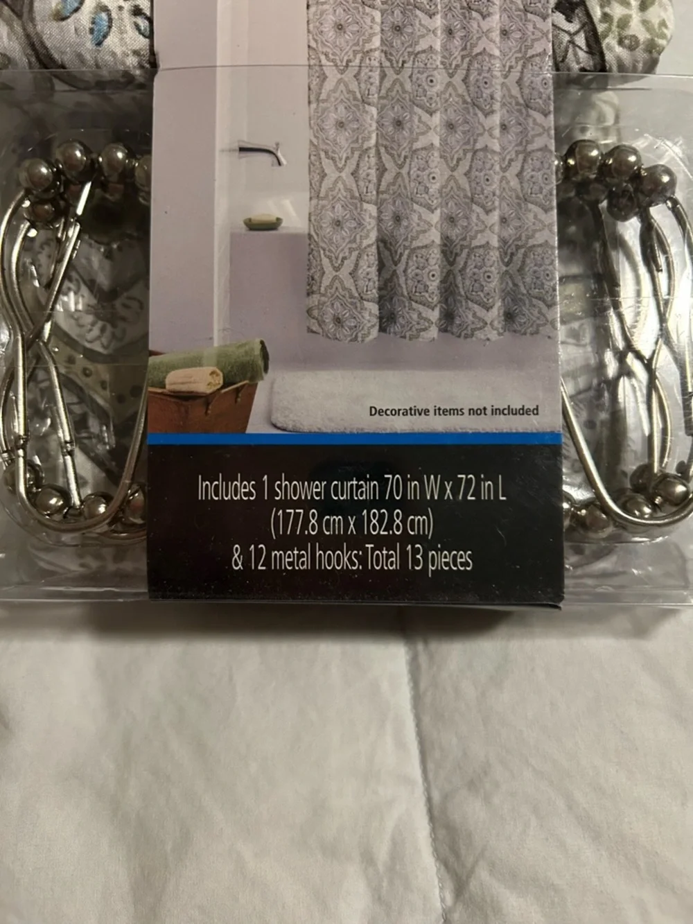 Mainstays Embossed Fabric Shower Curtain in Gray and Cream with Clear Liner
